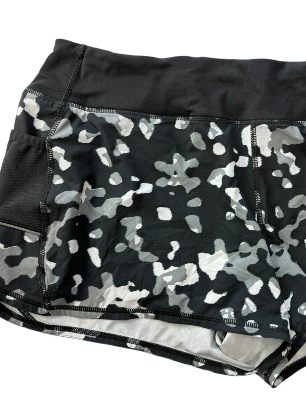ATHLETA Camo Camouflage Shorts Black / White / Gray. Size Women's XL Athletic